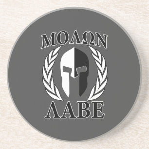 Porta-copos De Arenito Molon Labe Spartan Helmet Laurels Charcarbonos