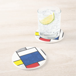 Porta-copos De Arenito Mondrian Retro Circles Minimalist De Stijl Mod Art