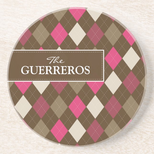 Porta-copos De Arenito Montanha-russa Guerreros Pink/Chocolate (Frente)