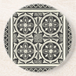 Porta-copos De Arenito Motif de Mandala Preto e Branco pelo Vision Studio