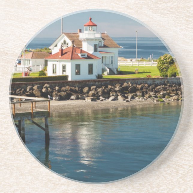 Porta-copos De Arenito Mukilteo Lighthouse, Mukilteo, Washington, EUA (Frente)