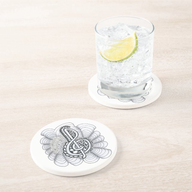 Porta-copos De Arenito Music Lovers Treble Clef Design (Lateral)