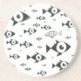 Porta-copos De Arenito Nadar contra o córrego preto e branco