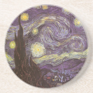 Porta-copos De Arenito Noite estrelado por Vincent van Gogh, belas artes