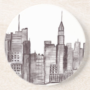 Porta-copos De Arenito Nova Iorque aquarela de Manhattan