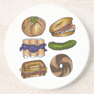 Porta-copos De Arenito NYC Jewish Deli Bagel Knish Blintz Reuben Pickle