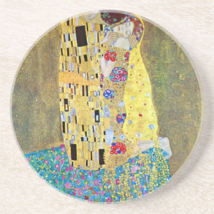Porta-copos De Arenito O Beijo de Gustav Klimt, Vintage Art Nouveau