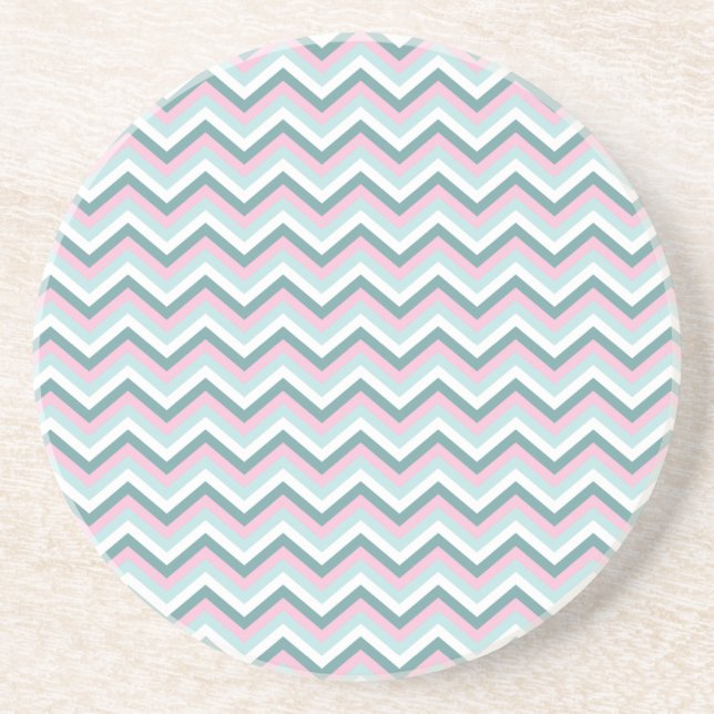 Porta-copos De Arenito Ocean Mist Chevron Patterno (Frente)