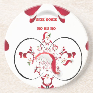 Porta-copos De Arenito Okie Dokie Hohoho Papais noeis felizes no Natal