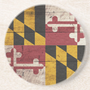 Porta-copos De Arenito Old Wooden Maryland Flag