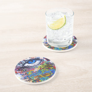 Porta-copos De Arenito Olho mau dos grafites azuis