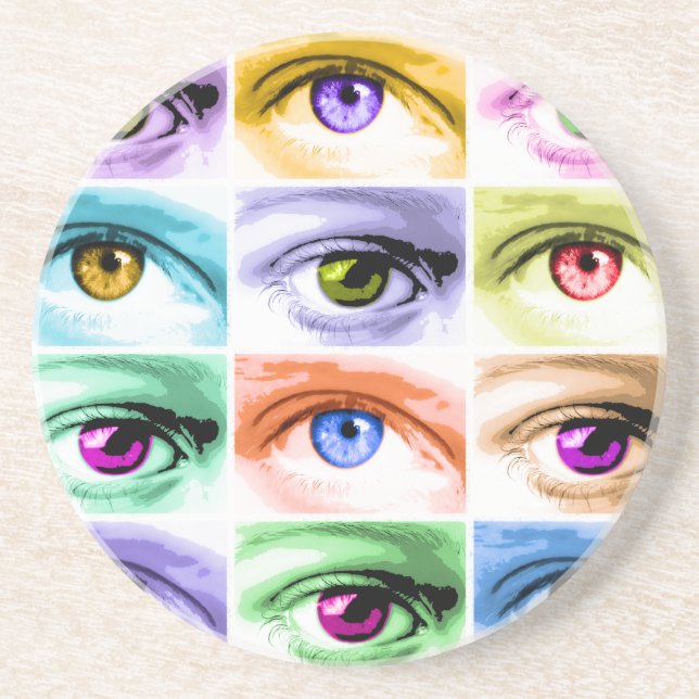 Porta-copos De Arenito Olhos do pop art (Frente)