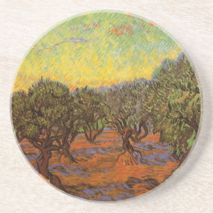 Porta-copos De Arenito Olive Grove, Orange Sky, por Vincent van Gogh