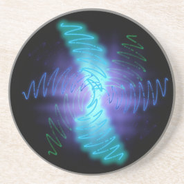 Porta-copos De Arenito Ondas sonoras modernas e brilhantes