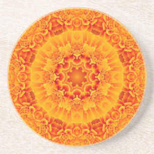 Porta-copos De Arenito Orange Marigold Mandala