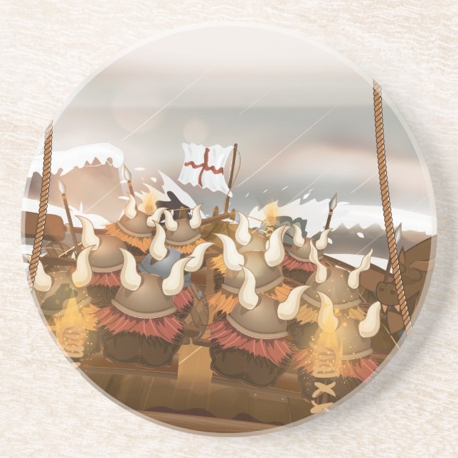 Porta-copos De Arenito Os Vikings (Frente)