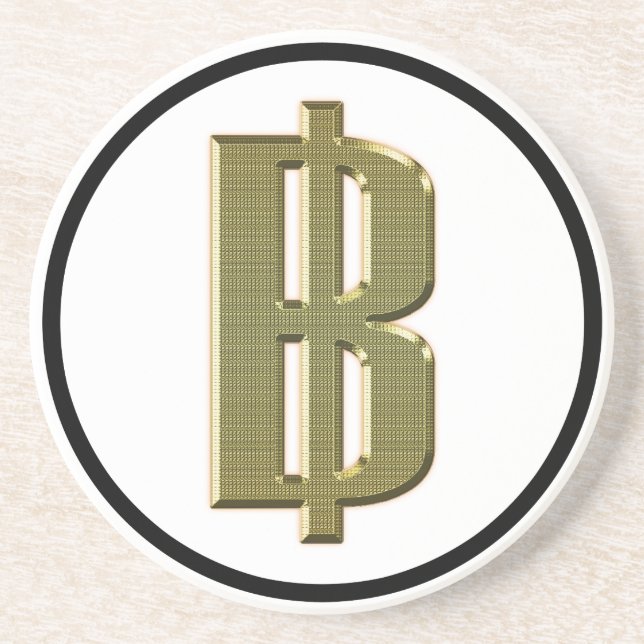 Porta-copos De Arenito OURO BAHT SGN ฿ Moeda Tailandesa ฿ (Frente)