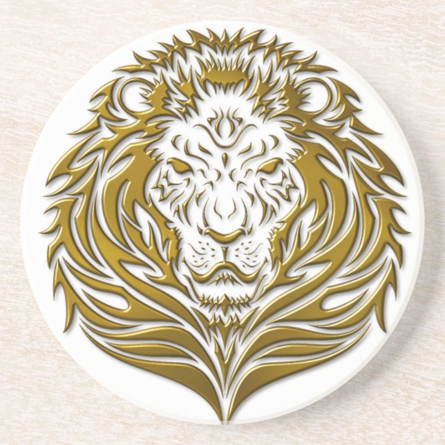 Porta-copos De Arenito Ouro Leonine (Frente)