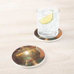 Porta-copos De Arenito Ouro Vintage Tea Pote Wall Art & Impressão