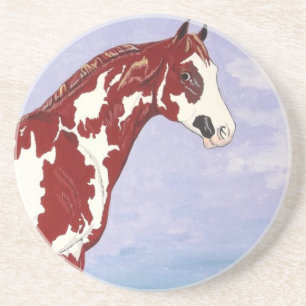 Porta-copos De Arenito Overo Paint Horse Stallion