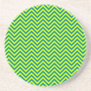 Porta-copos De Arenito Padrão Chevron Teal E Verde limão