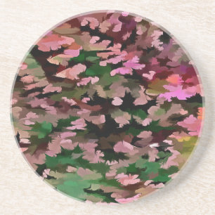 Porta-copos De Arenito Padrão de Camuflagem Rosa, Pêssego e Verde