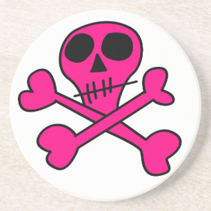 Porta-copos De Arenito Padrão de Caveira e Ossos Cruzados