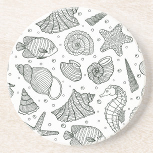Porta-copos De Arenito Padrão de Habitantes Oceanos 3