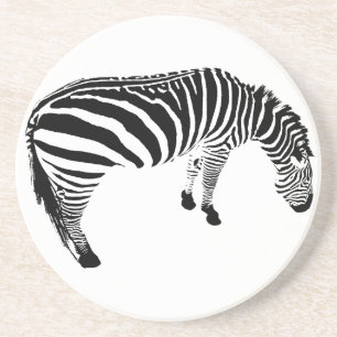 Porta-copos De Arenito Padrão de impressão de zebra preto e branco em neg