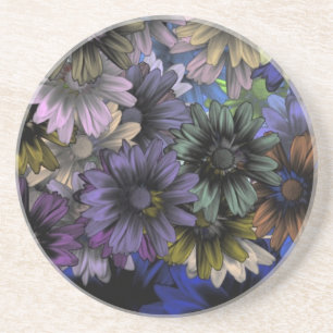 Porta-copos De Arenito Padrão floral azul e laranja