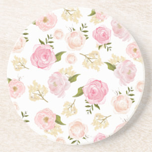 Porta-copos De Arenito Padrão Floral I Romântico de Peões Blush de Cores