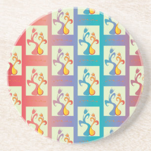 Porta-copos De Arenito Padrão moderno de Casal vermelho, púrpura e azul