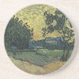 Porta-copos De Arenito Paisagem Van Gogh em Twilight