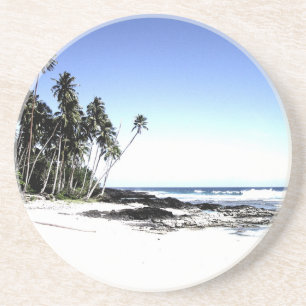 Porta-copos De Arenito Palmeiras exóticas e praia paraísa