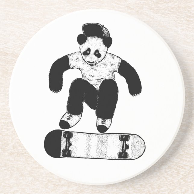 Porta-copos De Arenito Panda de Skate (Frente)