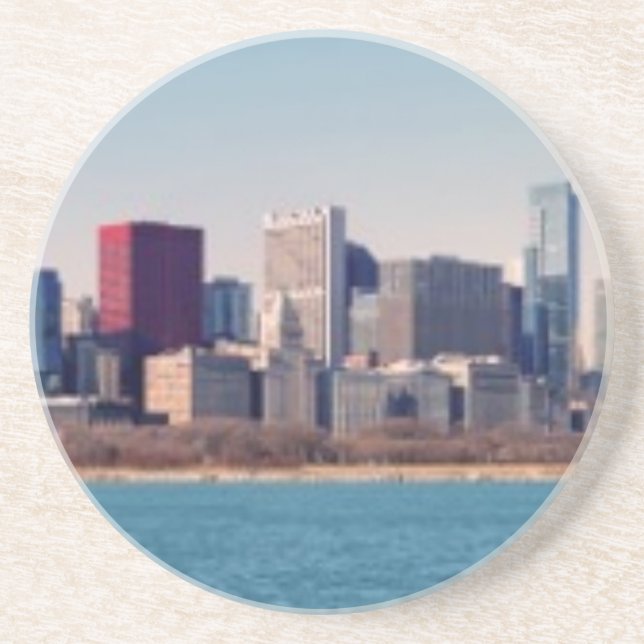 Porta-copos De Arenito Panorama da skyline de Chicago (Frente)