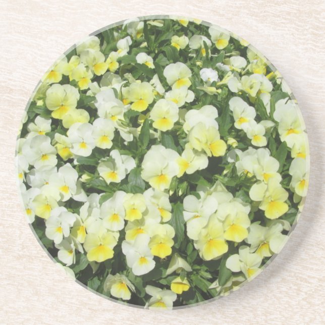 Porta-copos De Arenito Pansies Yellow Bunch (Frente)