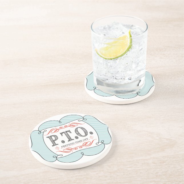 Porta-copos De Arenito Parabéns Engraçados Promovidos para Fingir o Tempo (Lateral)