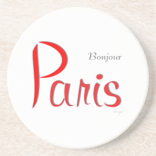 Porta-copos De Arenito PARIS Bonjour (Olá)