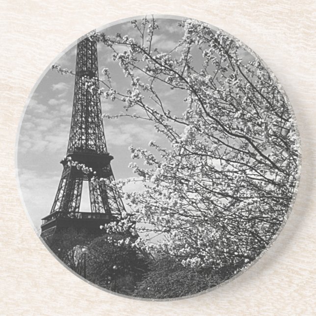Porta-copos De Arenito Passeio francês Paris Eiffel 1970 (Frente)