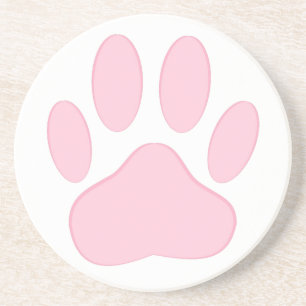 Porta-copos De Arenito Pawprint Rosa