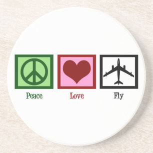 Porta-copos De Arenito Peace Love Fly