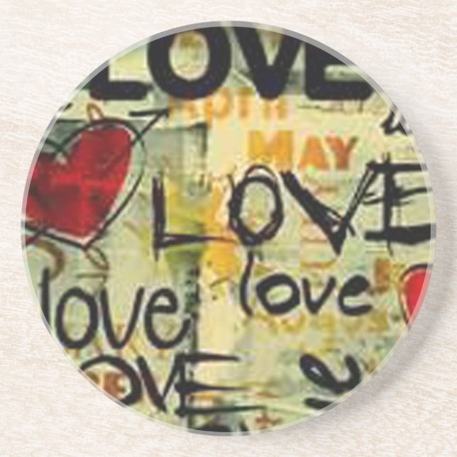 Porta-copos De Arenito Pegue Um Pequeno Grafite De Amor (Frente)