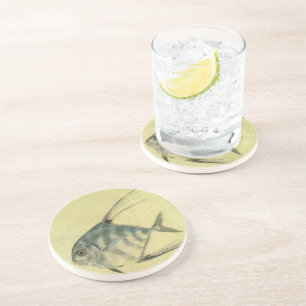 Porta-copos De Arenito Peixe Pampo Africano, Trevally de Barbatana Fina V
