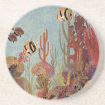 Porta-copos De Arenito Peixes Angélicos em Coral, Peixes Tropicais Vintag<br><div class="desc">Vintage ilustra peixes de anjo tropical da vida marinha nadando em um recife de coral. Coloque sua engrenagem de mergulho,  natação com o peixe e viagem debaixo d'água até o fundo do mar azul profundo!</div>