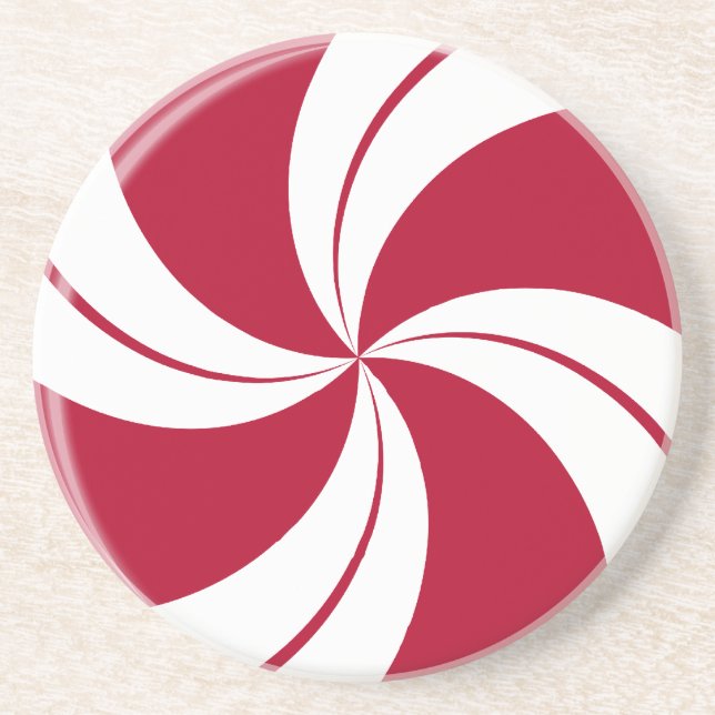 Porta-copos De Arenito Peppermint Swirl Stripe Candy (Frente)