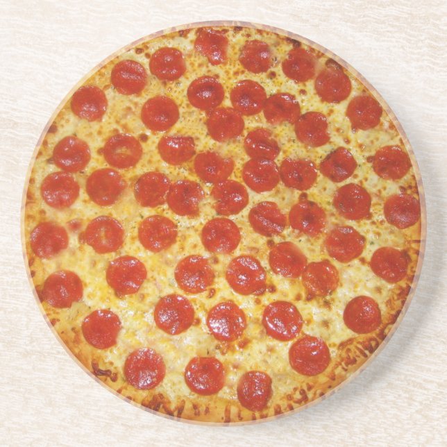 Porta-copos De Arenito Pepperoni Pizza (Frente)