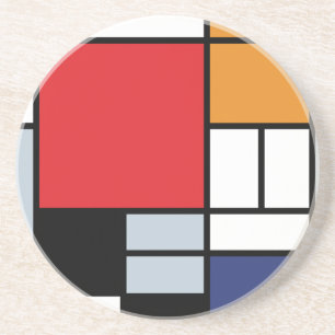 Porta-copos De Arenito Piet Mondrian - Composição com Grande Plano Vermel