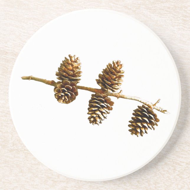 Porta-copos De Arenito Pine Cones (Frente)