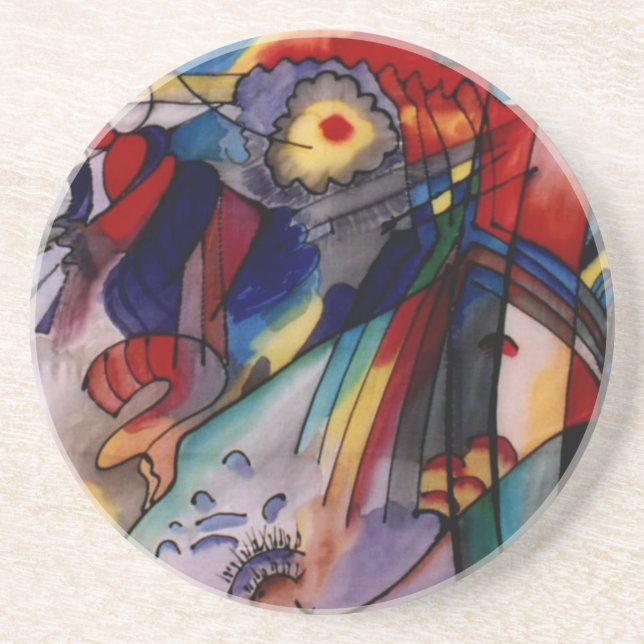 Porta-copos De Arenito Pintura de Abstrato Kandinsky 1913 (Frente)